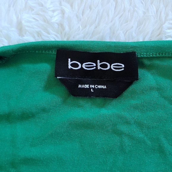 bebe Green💚 Top With Triple3️⃣ Silver🤍 Rings Detail - NWT - Picture 4 of 16